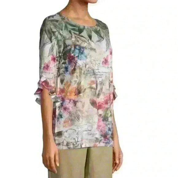 NWT Time and Tru Women's 3/4 Sleeve Rhinestone Top Size 3X - Picture 2 of 13